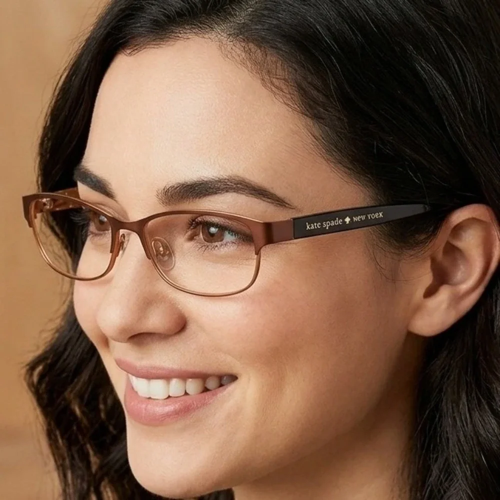 Kate Spade Ambrosette JUV Brown Gold Polka Dot Eyeglasses Frames 50-17-135
